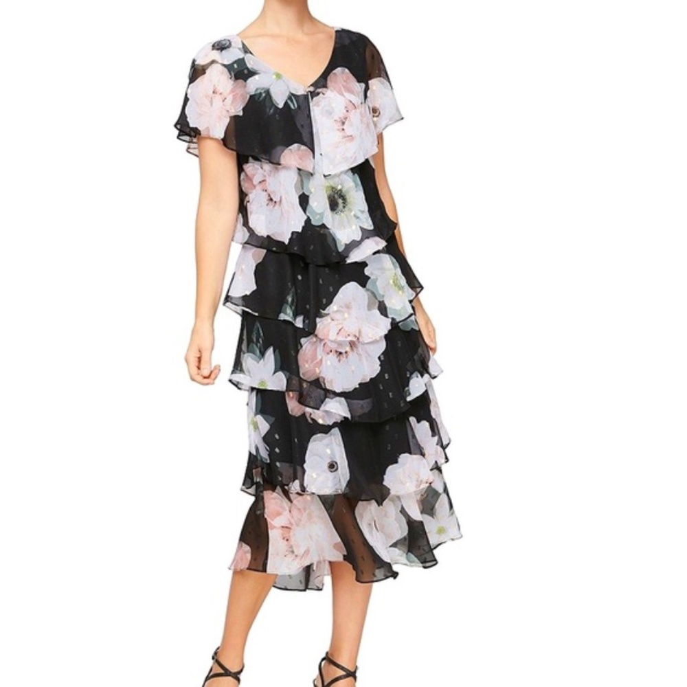 IGnite Floral Tiered Chiffon‎ Dress